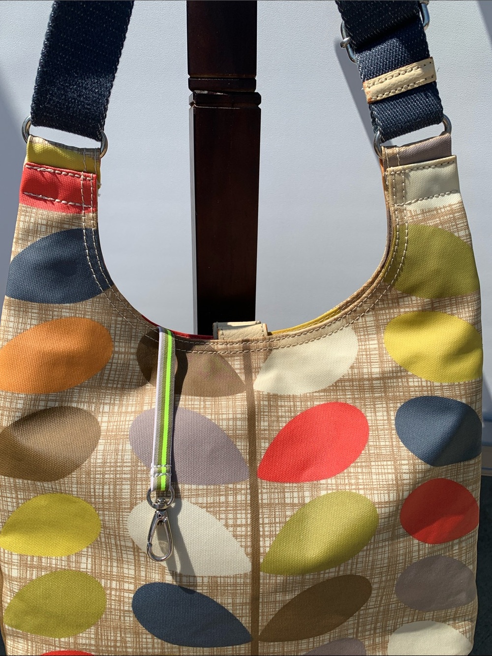Orla Kiely stem leaf shoulder bag Multi-Color coated canvas Retro  10x13x4